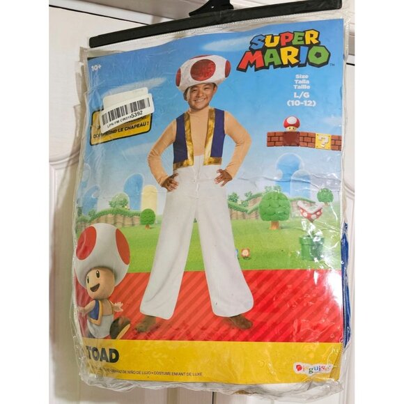 Super Mario Toad Kids Costume 10-12 Hat Jumpsuit Vest Halloween Nintendo Disguis - Picture 1 of 5